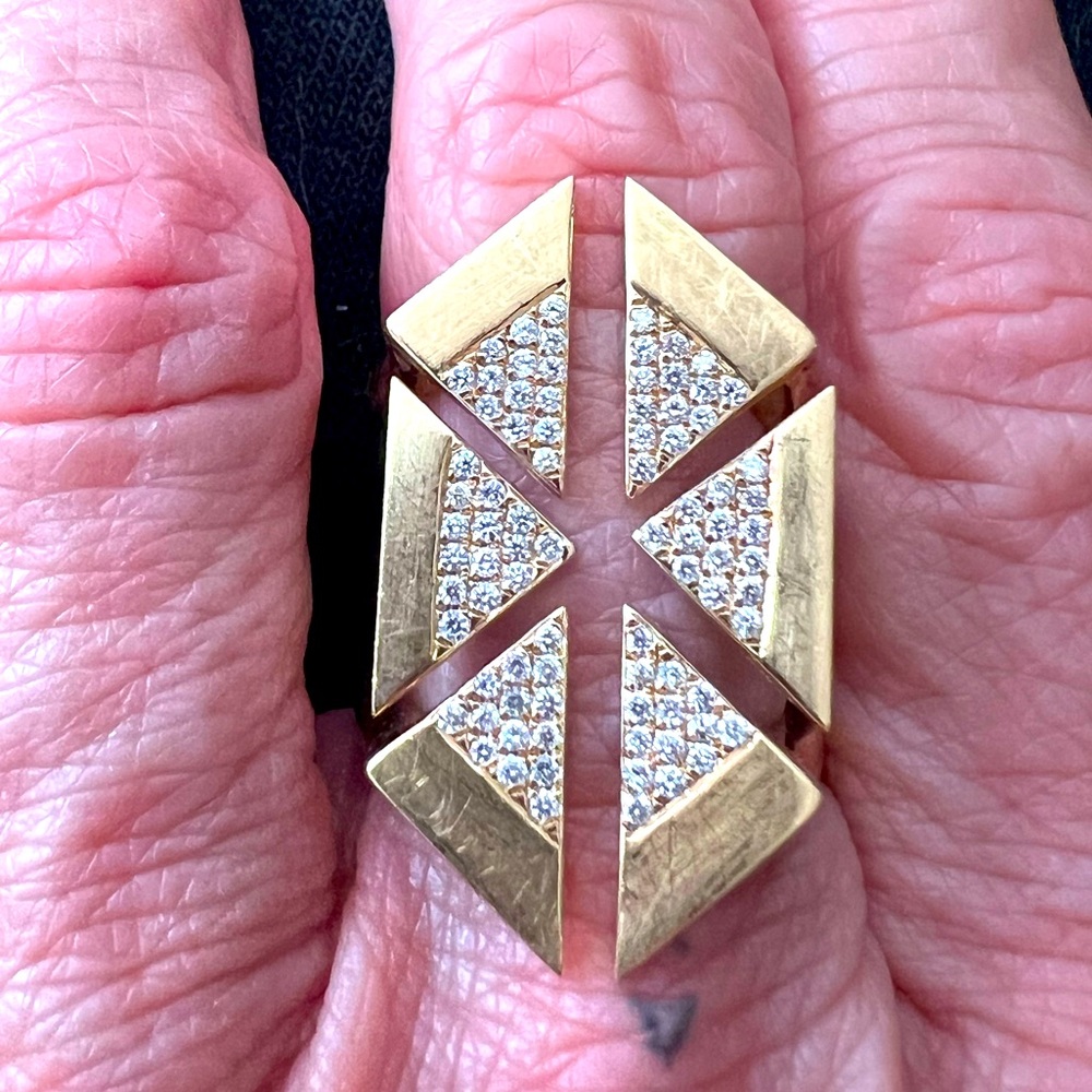 Karma el Khalil 18k yellow gold and diamond geometric ring